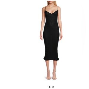 KHAITE Black Ribbed Midi Dress